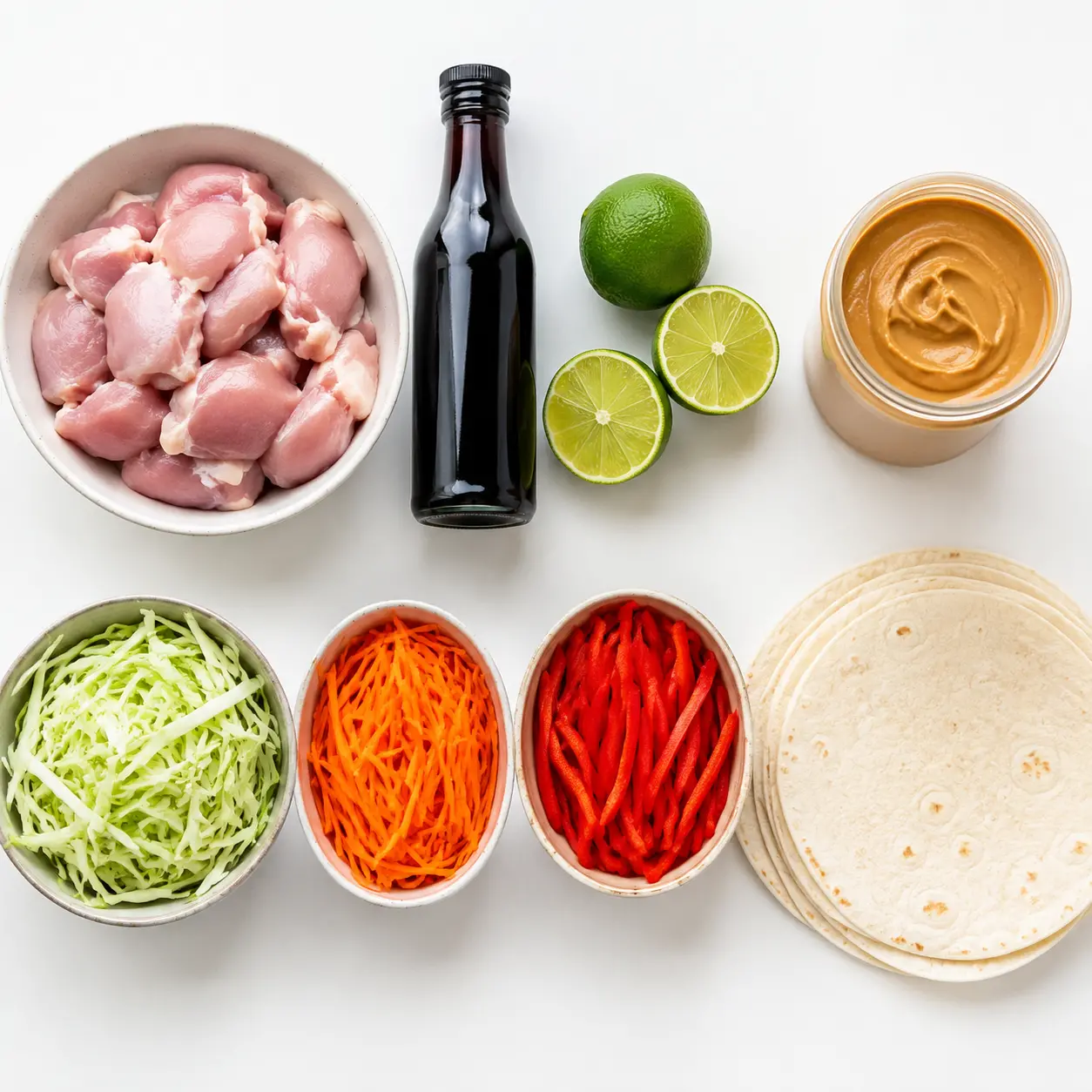 thai chicken wrap - main ingredients