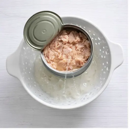 Step 1: Draining the canned tuna
