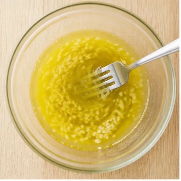 Step 1: Whisking the bright Meyer lemon vinaigrette