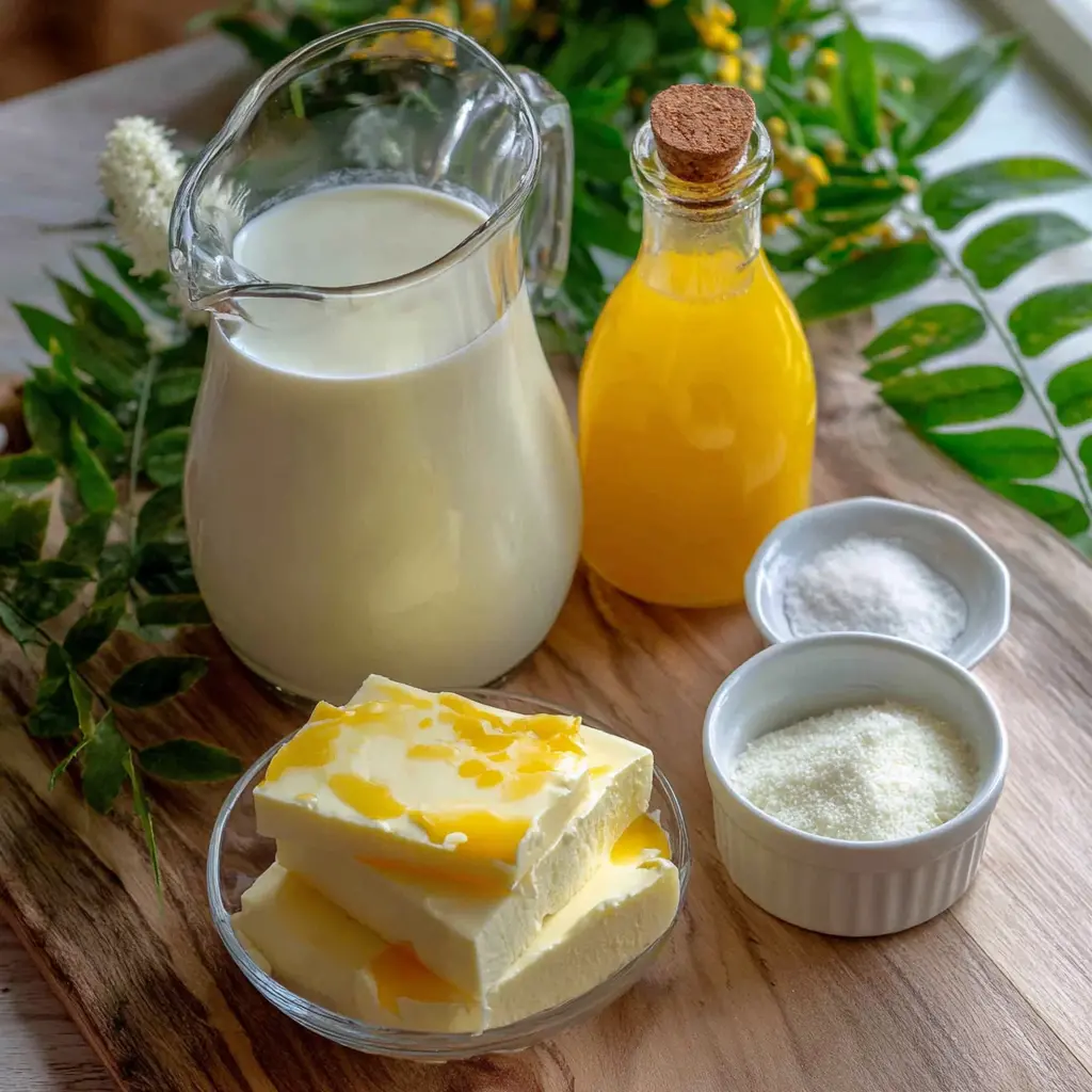 yuzu panna cotta - main ingredients