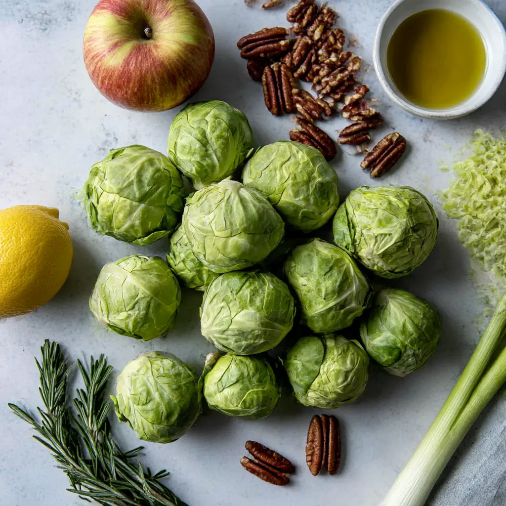 apple brussels sprouts slaw - main ingredients