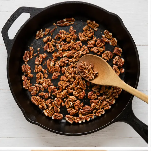 Step 1: Toast the pecans until fragrant and golden brown