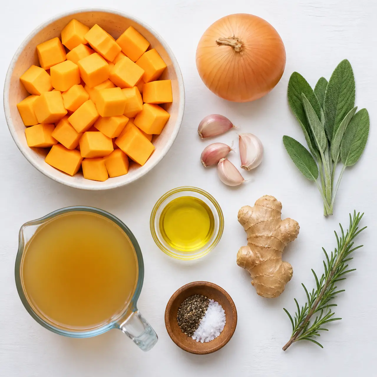 butternut squash soup - main ingredients