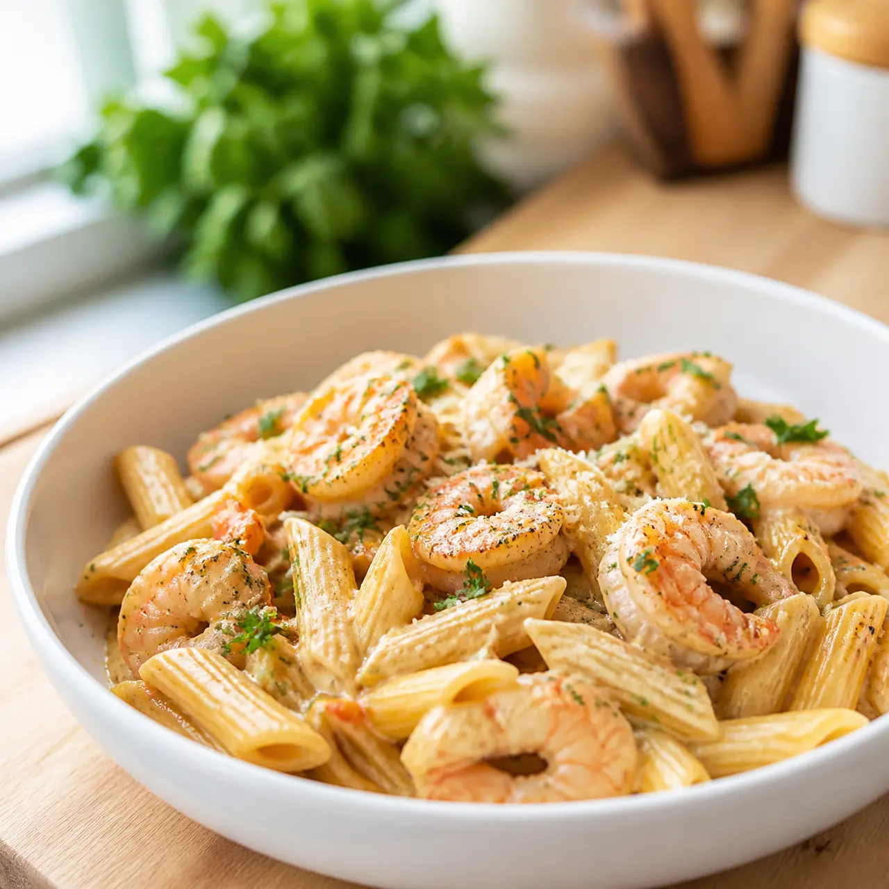 cajun shrimp pasta - final presentation