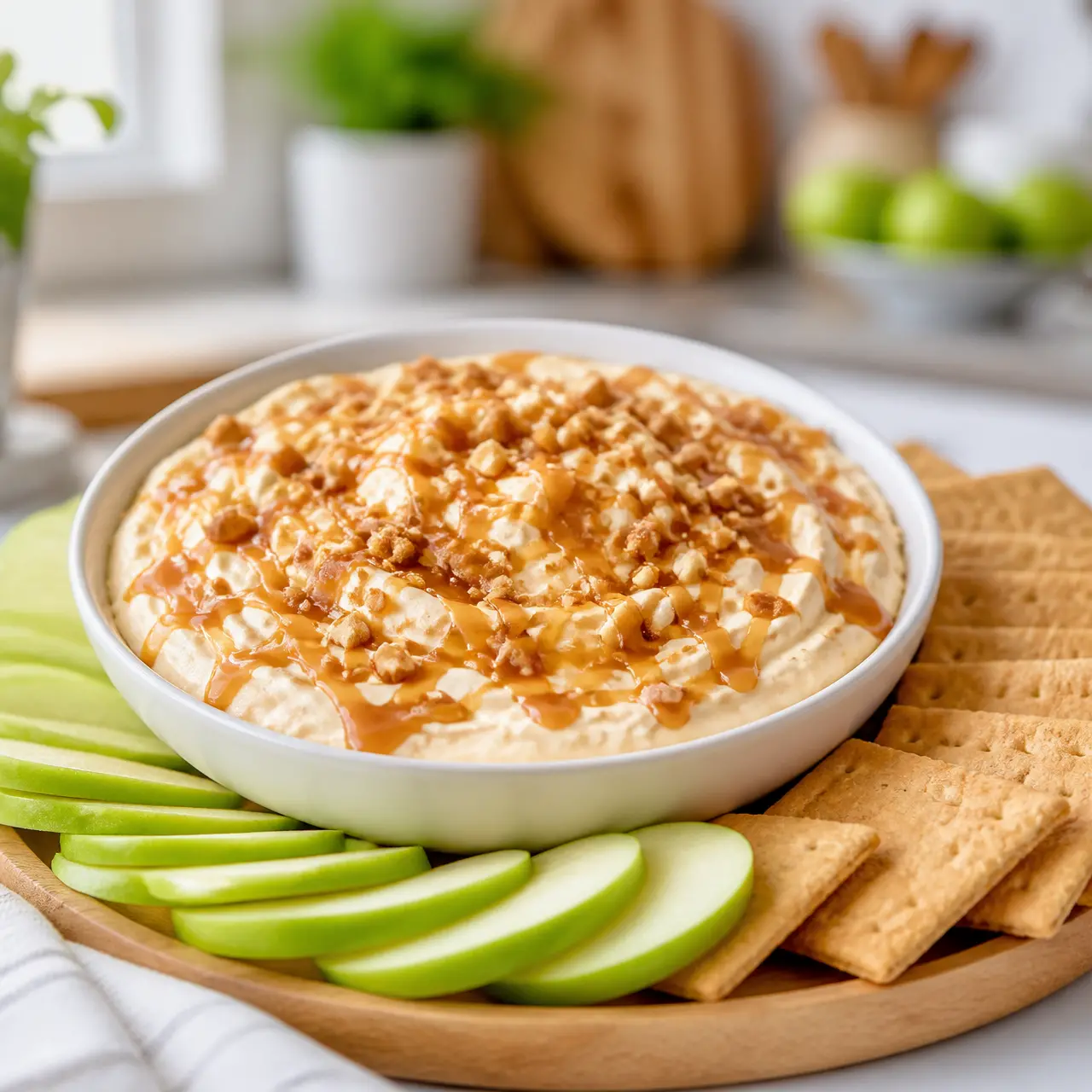 caramel apple cheesecake dip - final presentation