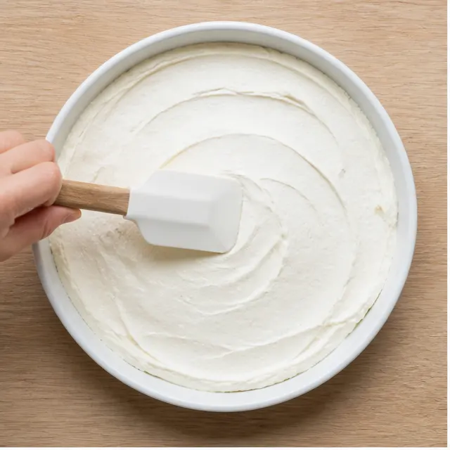 Step 1: Spread the no-bake cheesecake filling evenly in a shallow bowl