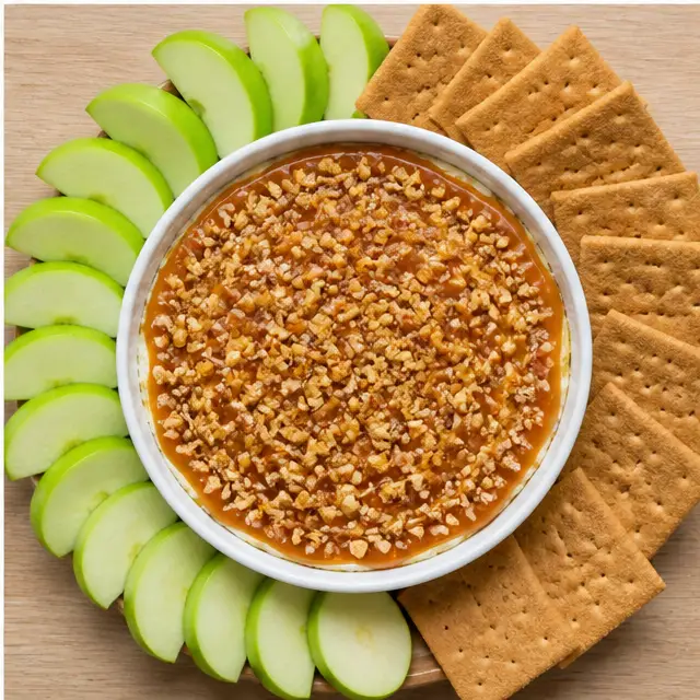 Step 4: Chill briefly, then serve with apple slices and graham crackers