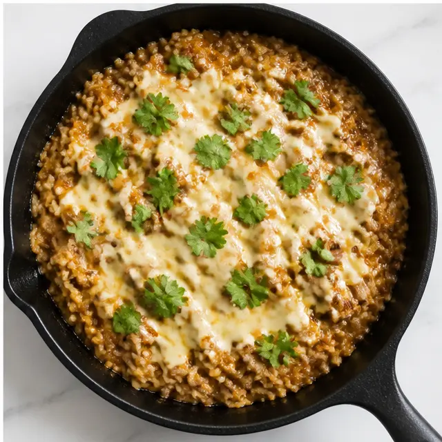 Step 4: Resting, fluffing, and drizzling with white queso