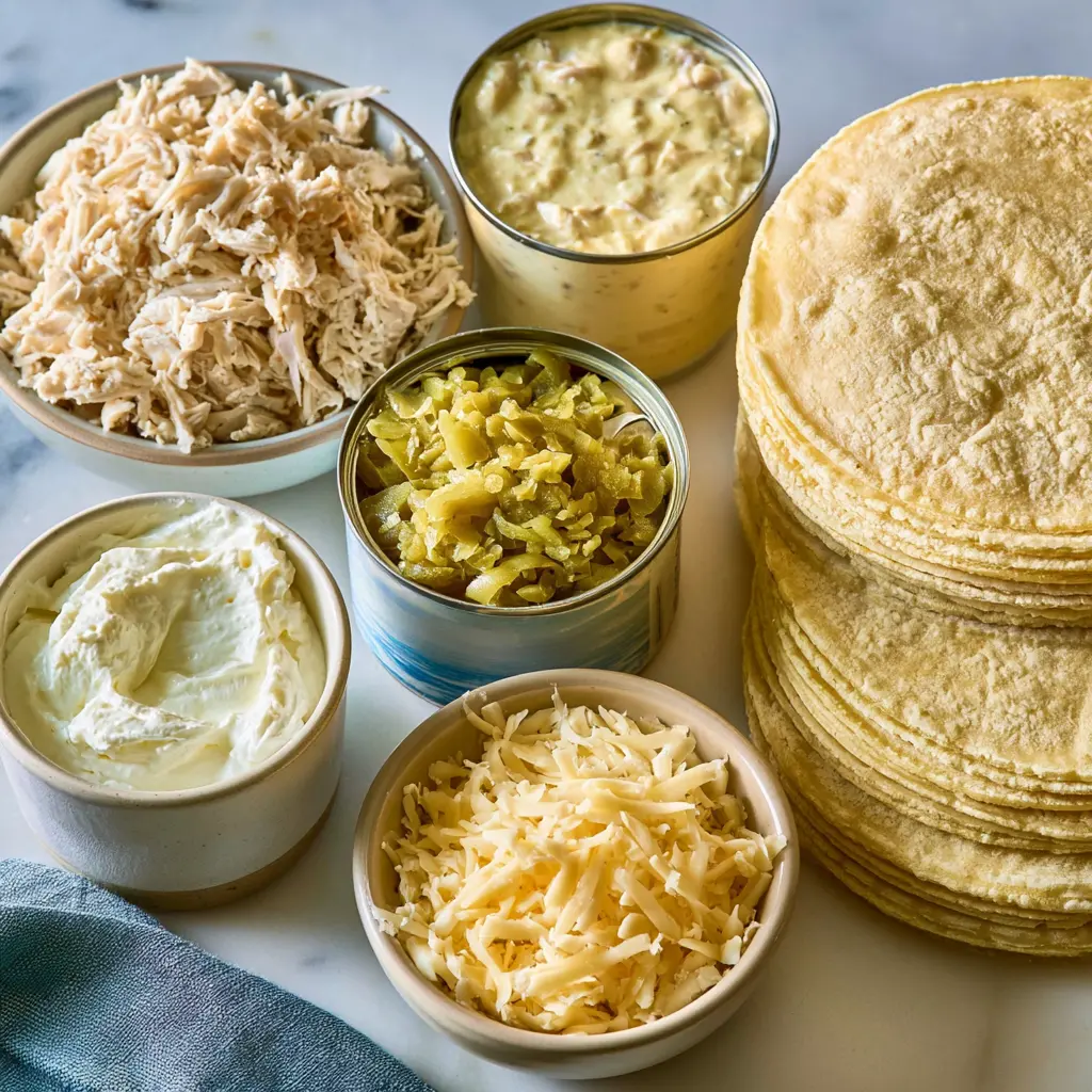 chicken enchilada casserole - main ingredients
