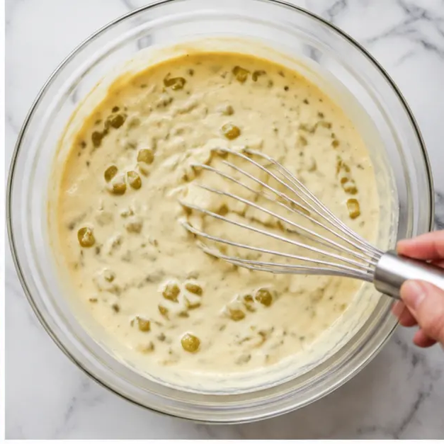 Step 2: Whisking the creamy green chile sauce