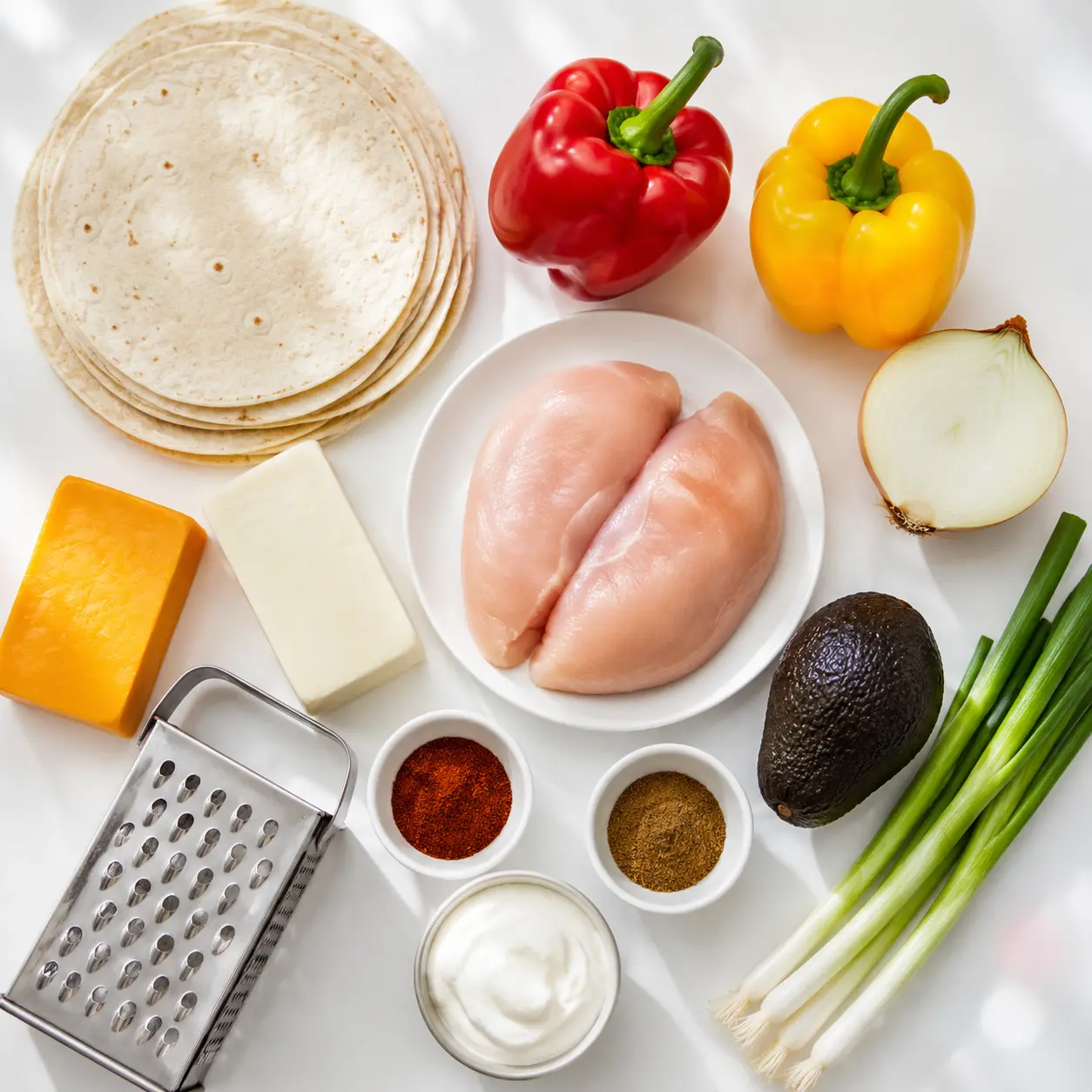chicken quesadillas - main ingredients