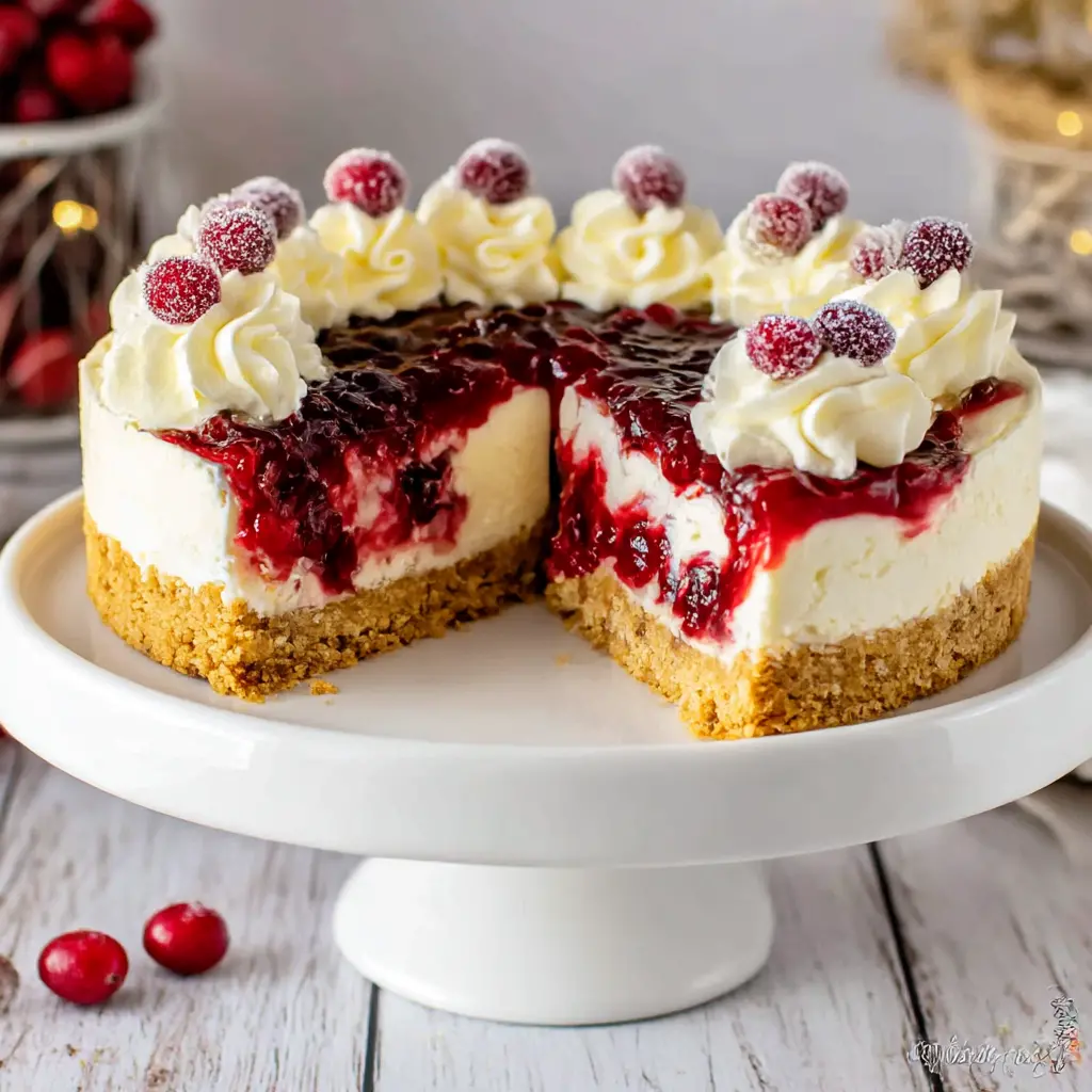 condensed milk cranberry cheesecake - final presentation