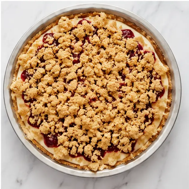 Step 4: Sprinkle crumble and prepare to bake