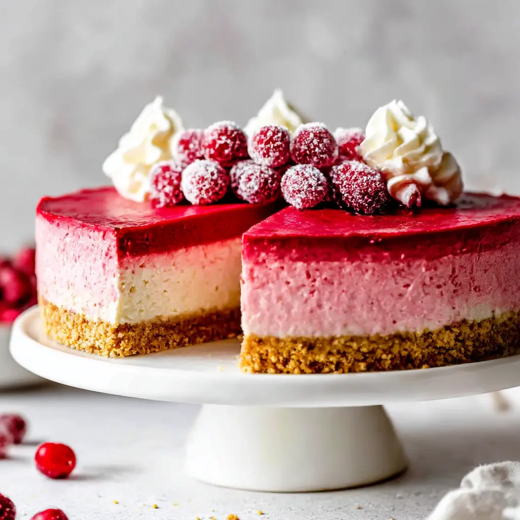 cranberry mousse cheesecake - final presentation