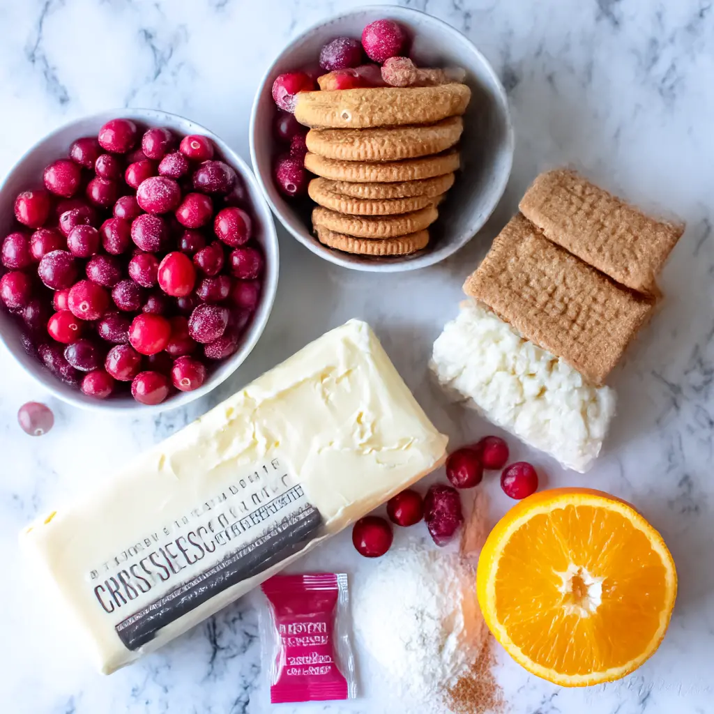 cranberry mousse cheesecake - main ingredients