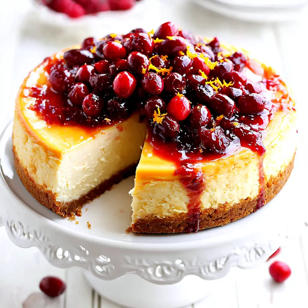 cranberry orange cheesecake - final presentation