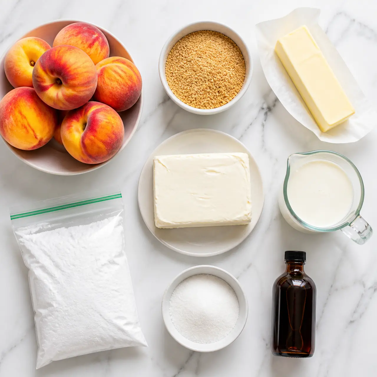 creamy cold peach dessert - main ingredients