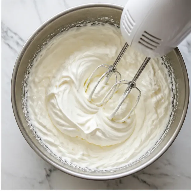Step 2: Whipping cream cheese and heavy cream into a fluffy filling