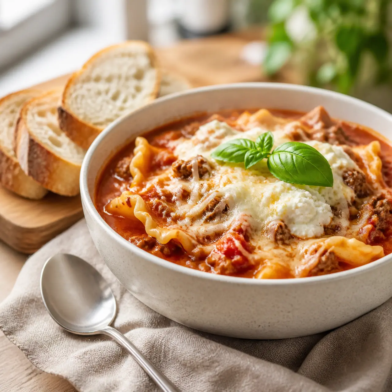 crockpot lasagna soup - final presentation