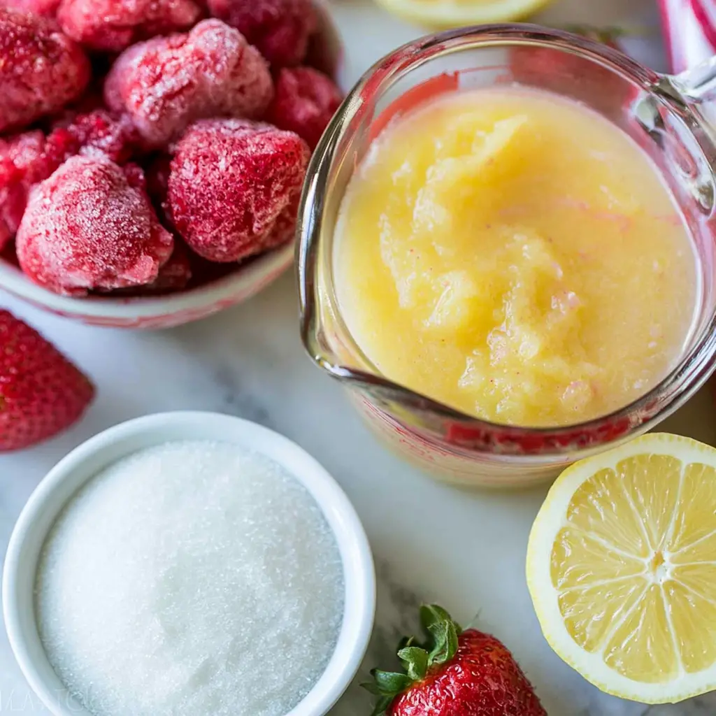 frozen strawberry lemonade - main ingredients
