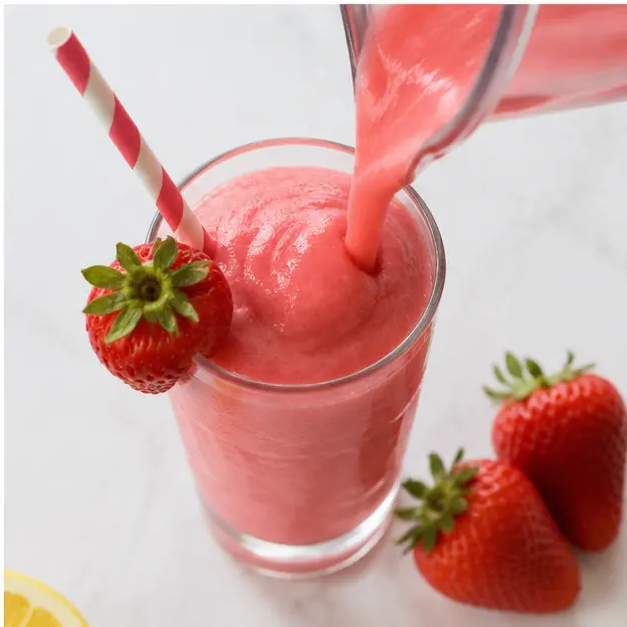 Step 4: Pour the thick pink slush into a glass and serve immediately