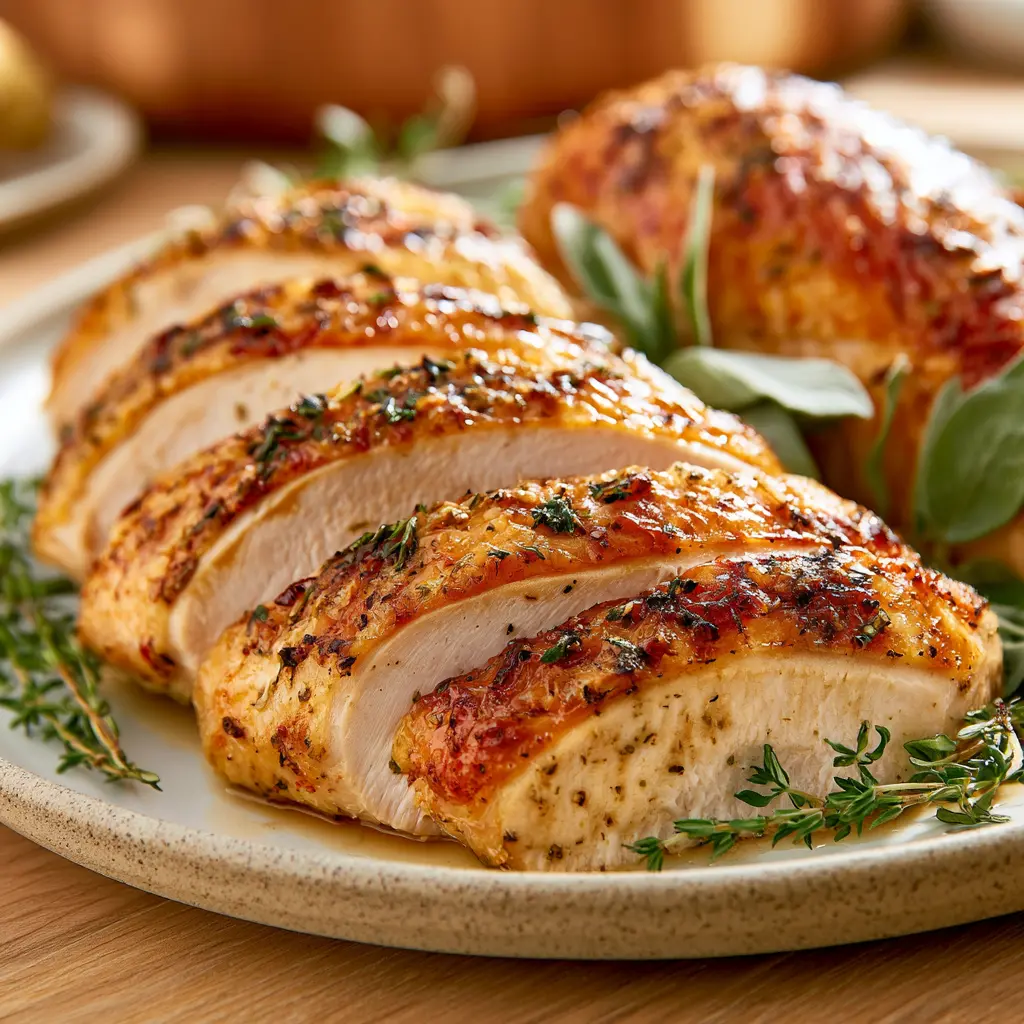 garlic herb butter roasted turkey - final presentation