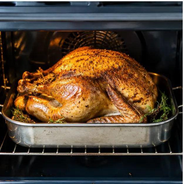 Step 3: Roasting the seasoned turkey to golden brown at 350°F
