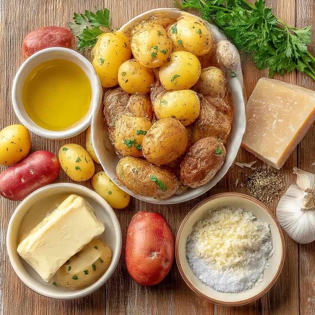 garlic parmesan smashed potatoes - main ingredients
