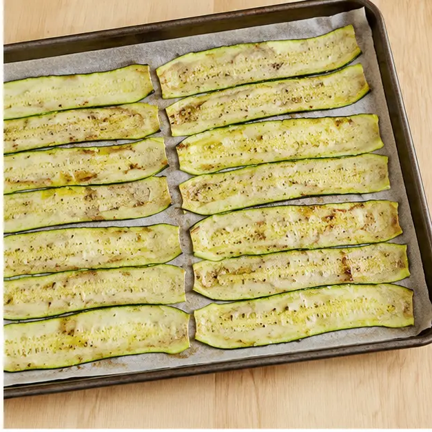 Step 2: Roasting zucchini slices until soft and dry