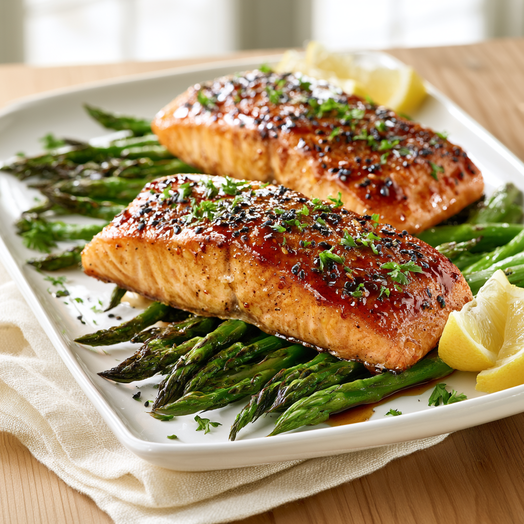 honey garlic salmon with asparagus