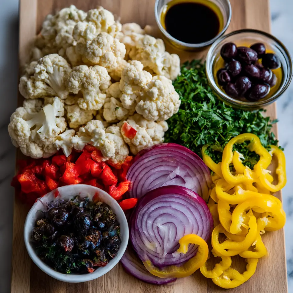marinated cauliflower salad - main ingredients