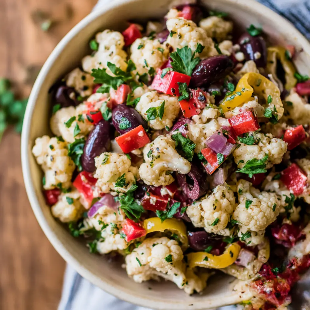 marinated cauliflower salad - final presentation