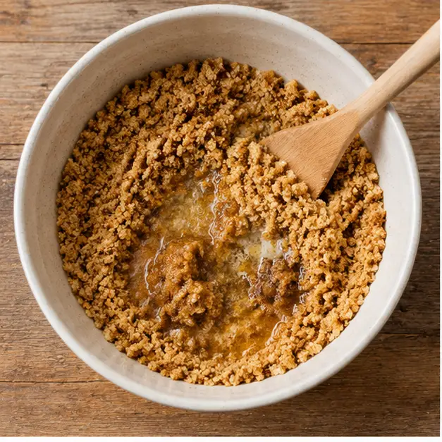 Step 1: Press spiced graham crust into pan