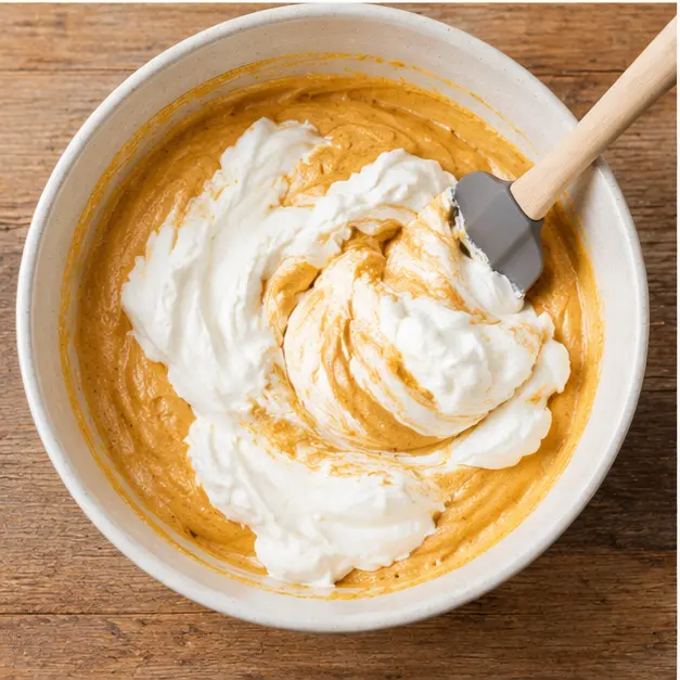 Step 3: Fold whipped cream into pumpkin mixture