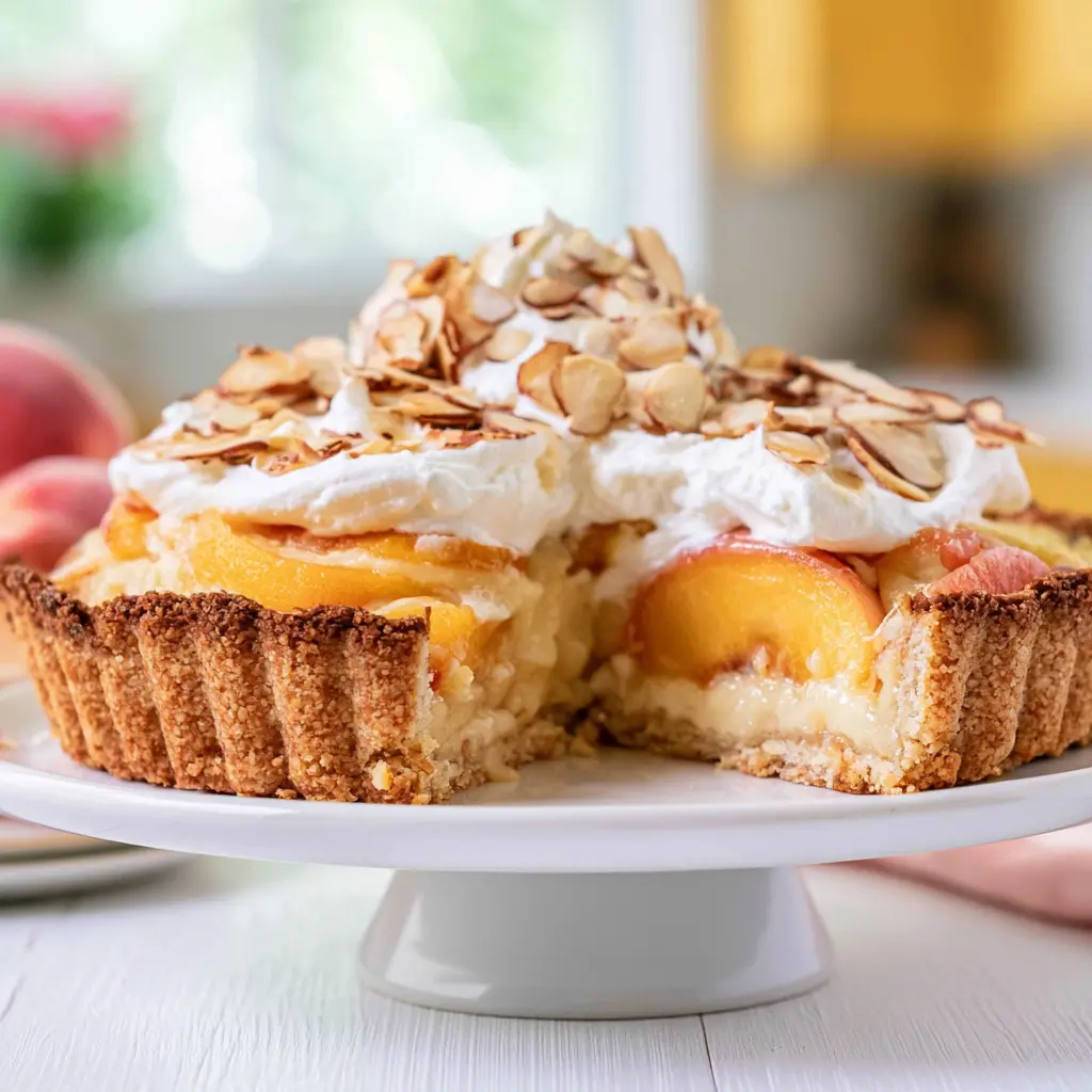 peach and almond tart - final presentation