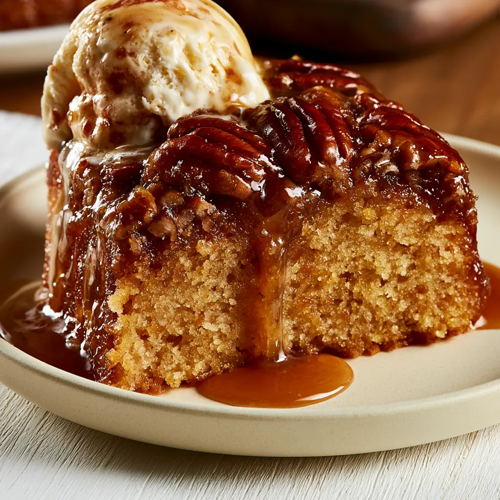 pecan upside down cake - final presentation