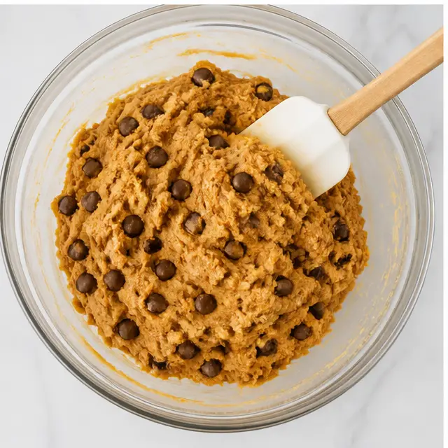 Step 3: Folding in semi-sweet chocolate chips.