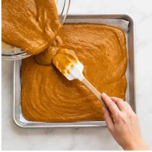 Step 2: Spreading the pumpkin batter in the jelly roll pan