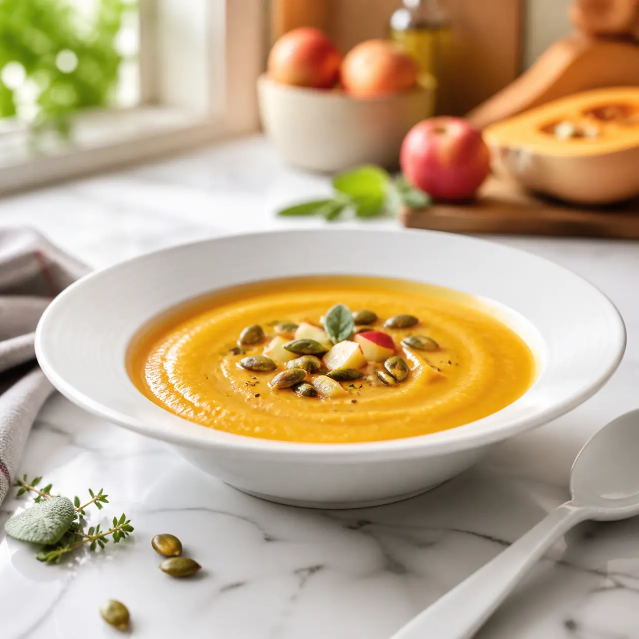 roasted butternut squash apple soup - final presentation