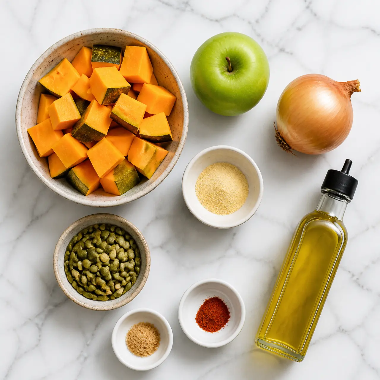 roasted butternut squash apple soup - main ingredients