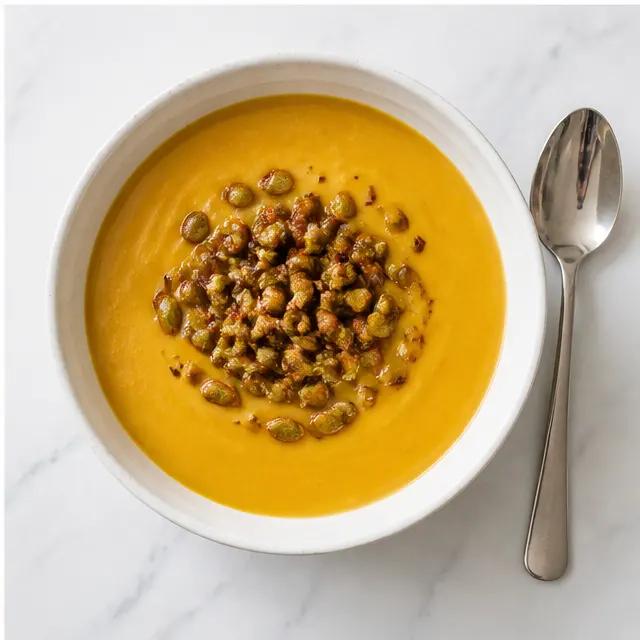Step 4: Ladle the finished soup and top with crunchy seeds