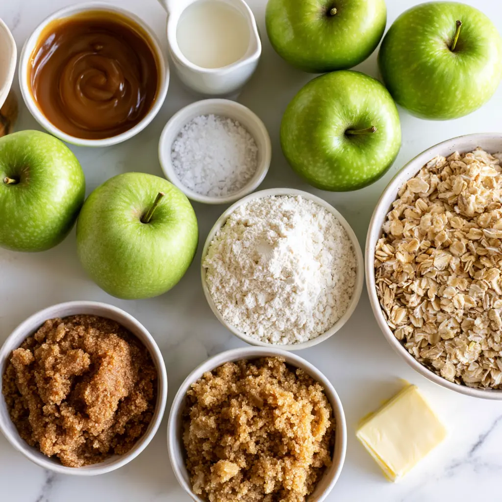 salted caramel apple crisp - main ingredients