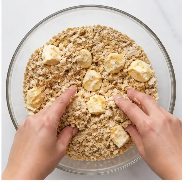 Step 2: Work softened butter into the crumble