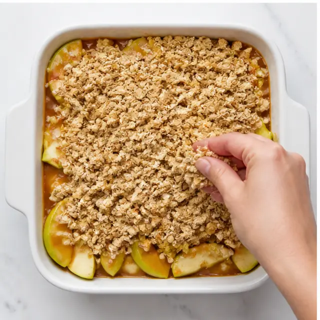 Step 3: Layer crumble over the apple filling