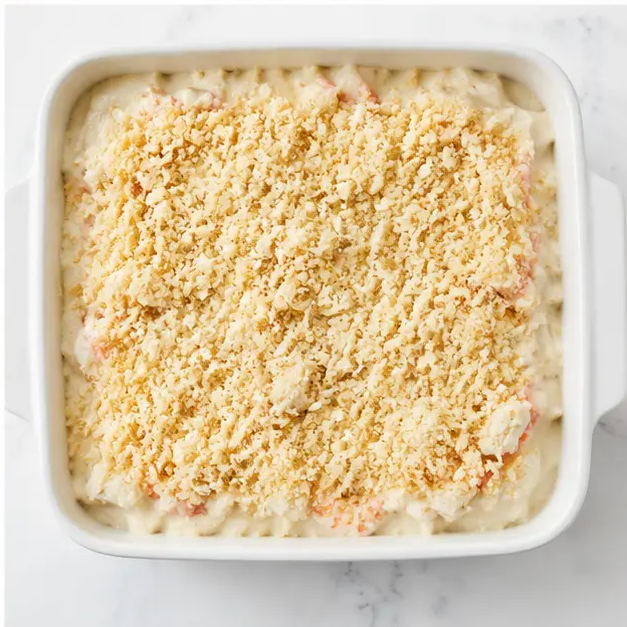 Step 4: Topping the casserole with panko breadcrumbs