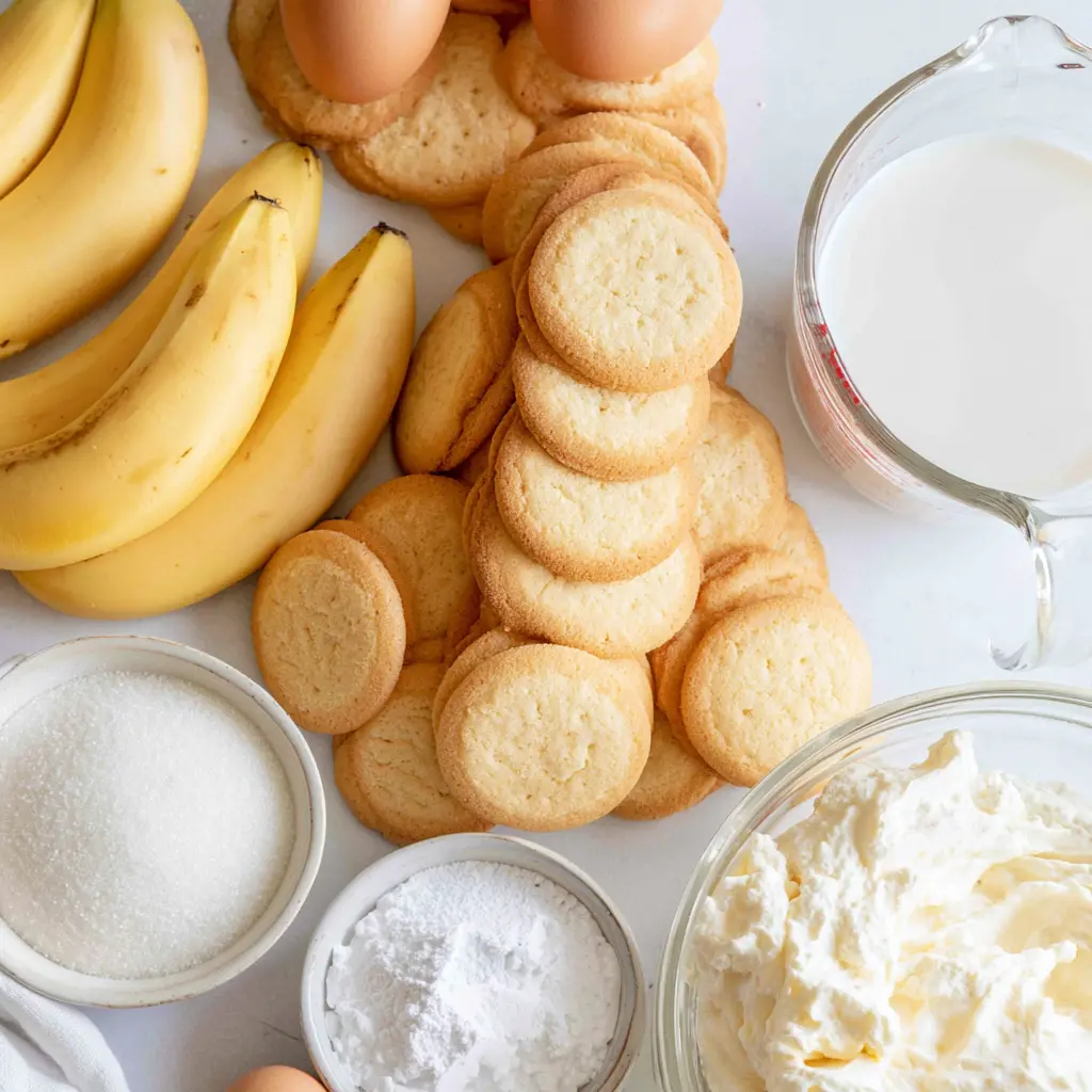 southern banana pudding - main ingredients
