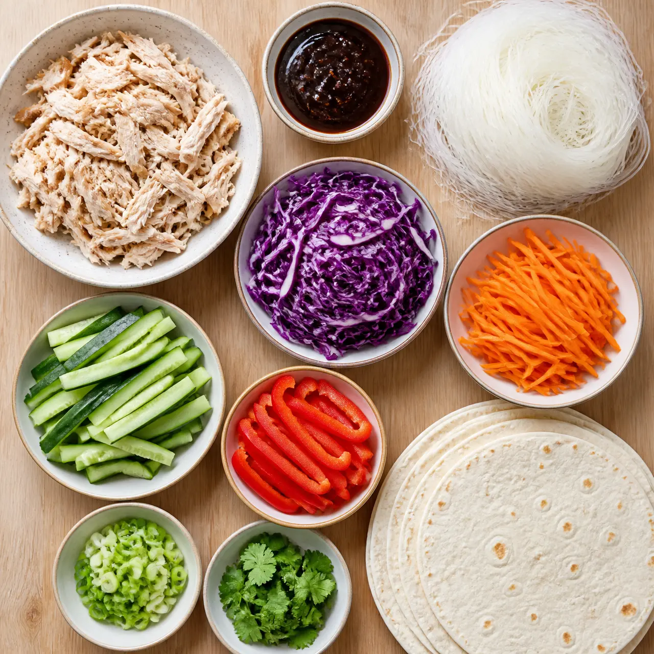teriyaki chicken wrap - main ingredients
