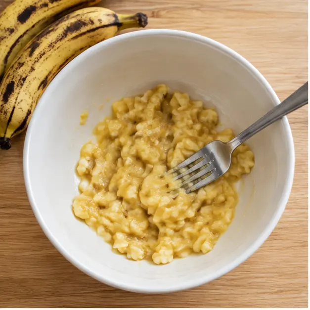 Step 1: Mash ripe bananas in a bowl