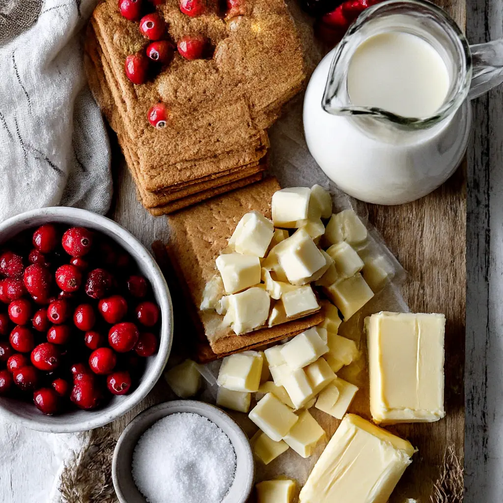 white chocolate cranberry tart - main ingredients