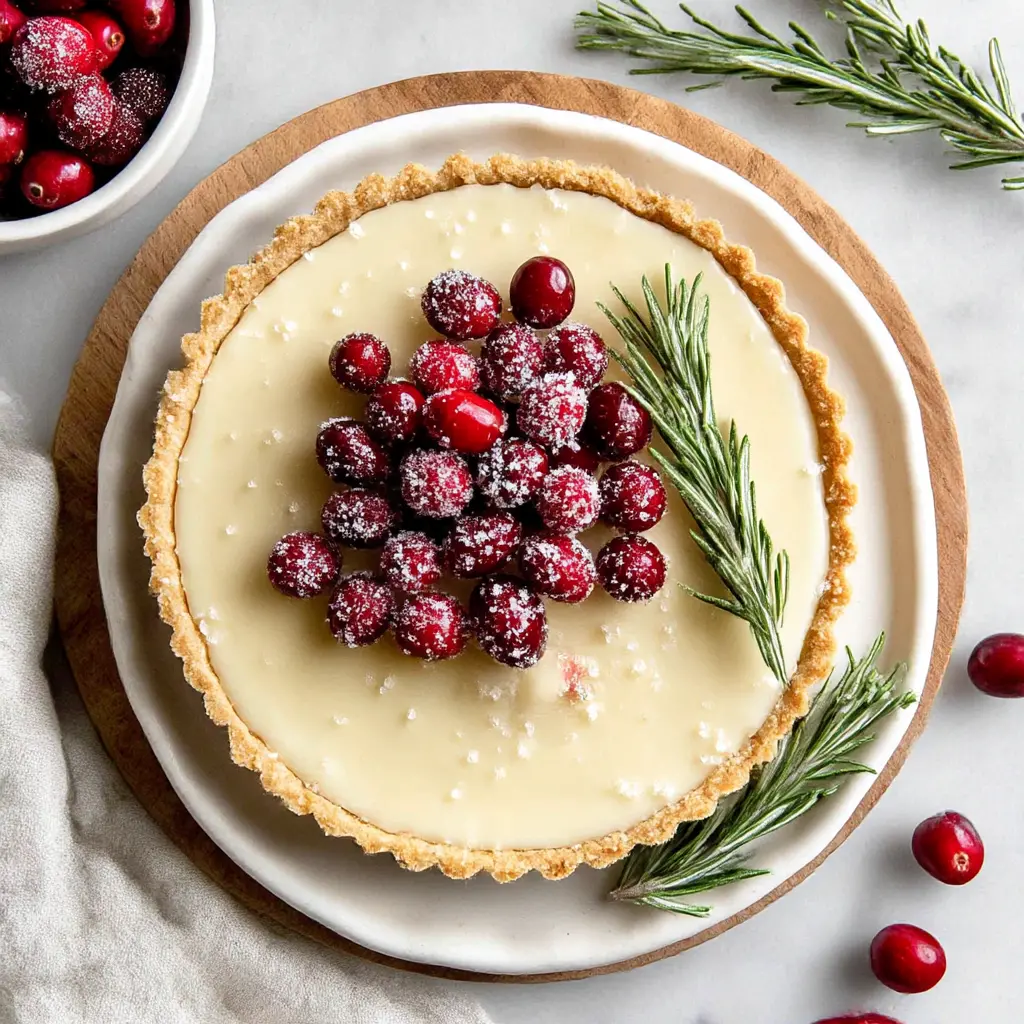 white chocolate cranberry tart - final presentation